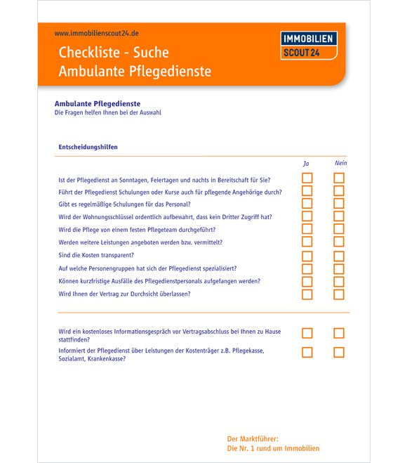Checkliste: Suche ambulanter Pflegedienste