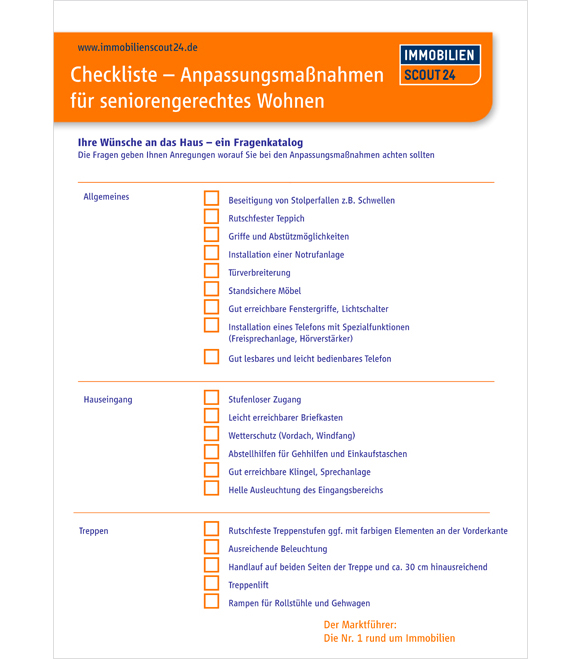 Checkliste: Wohnraumanpassung